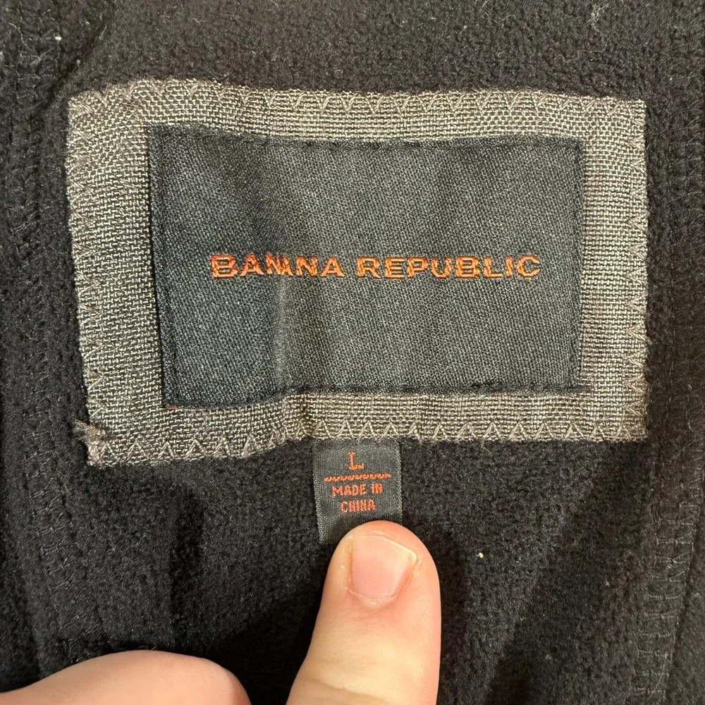 Vintage‎ Banana Republic Coat Jacket Mens L Black Fleeced Lined Rain Y2K Nylon